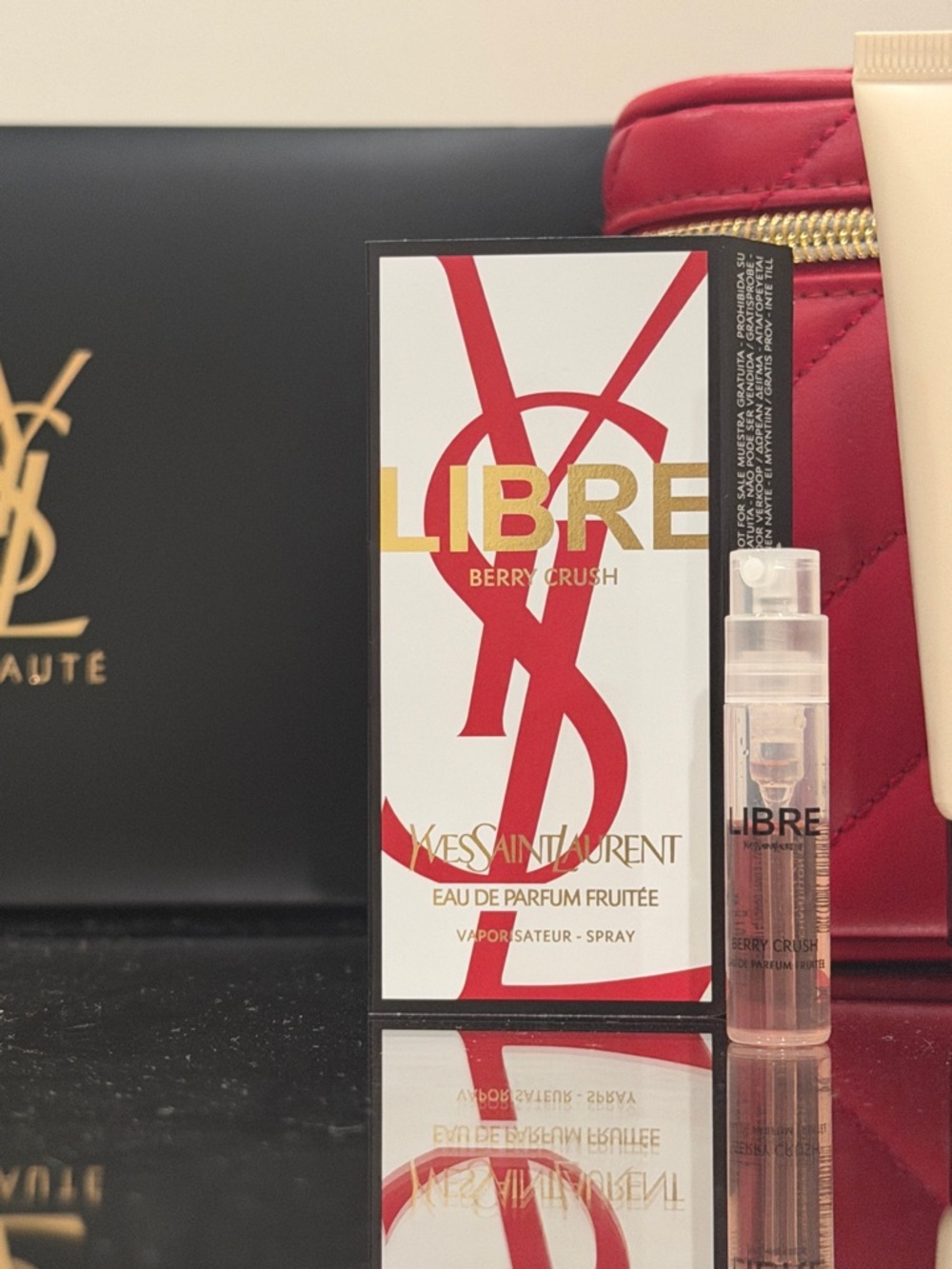 Yves Saint Laurent Beauty Red Quilted Cosmetic Case - Picture 3 of 10